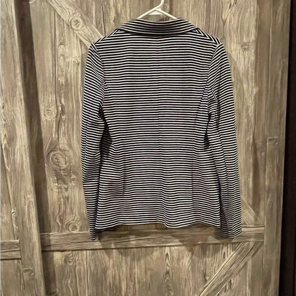 Talbots Soft 3 Button Navy Stripe Knit Blazer. Me… - image 3